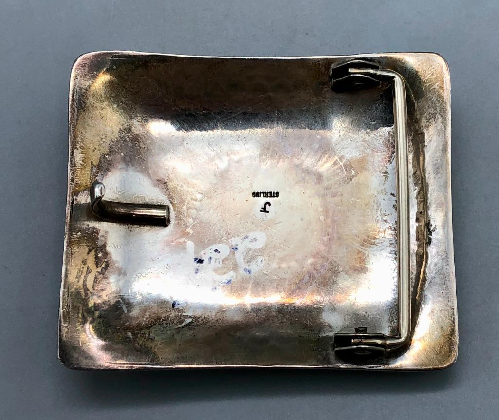 Turquoise and Sterling Silver Belt Buckle by Federico Jimenez