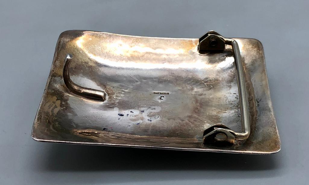 Turquoise and Sterling Silver Belt Buckle by Federico Jimenez