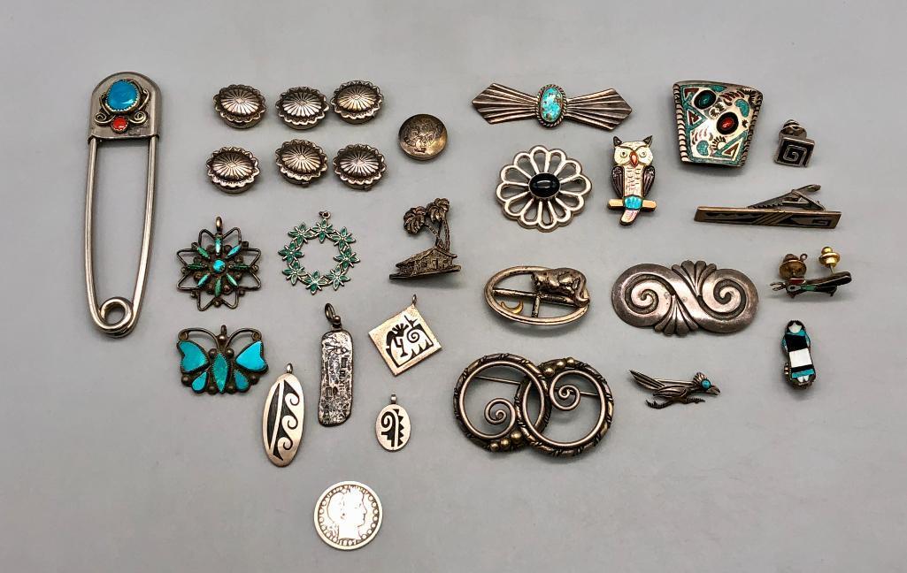 Group of Miscellaneous Pins, Pendants, etc