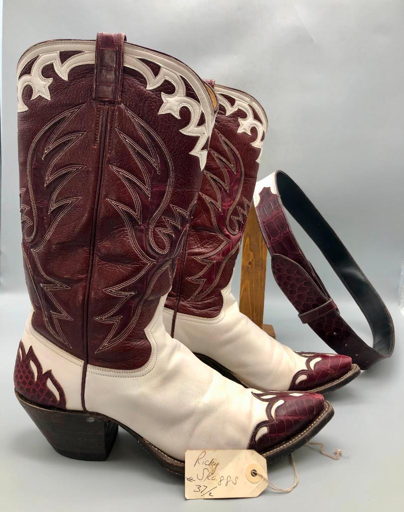 Pair Of Exotic Boots And Matching Belt Possibly Worn By Ricky Skaggs