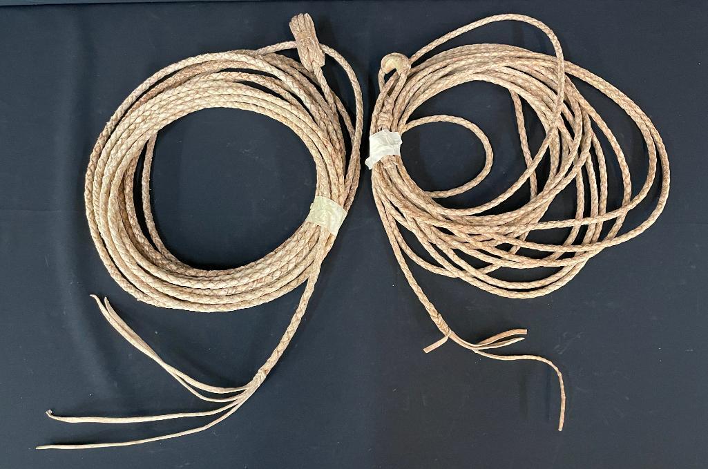 Two Vintage Rawhide Riatas