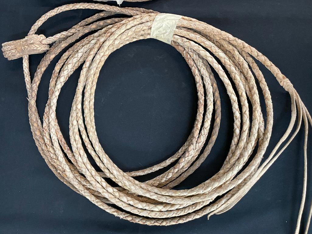 Two Vintage Rawhide Riatas
