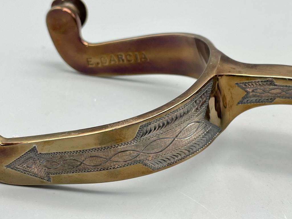 E. Garcia Arrow Themed Inlay Spurs