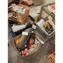 Pallet of Winch, Misc. Tools, and Misc. Electrical Components
