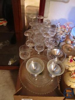 Matching stemware, cake stand, and other dessert dishes