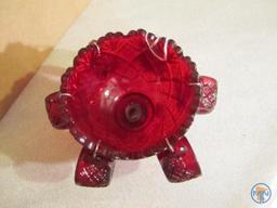 Miniature ruby red punch bowl and cups