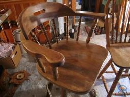 (2) Bar height wood chairs