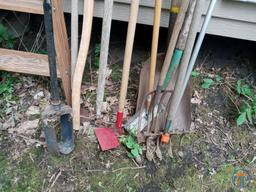 Werner 5' wood step ladder and garden tools