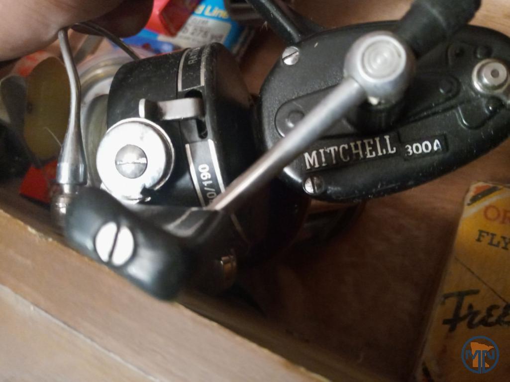 Asst. fishing reels, most spinning; trolling and fly reel