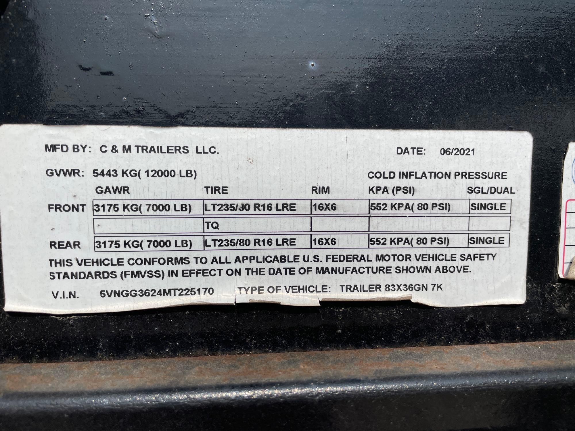 2021 C&M Gooseneck Trailer
