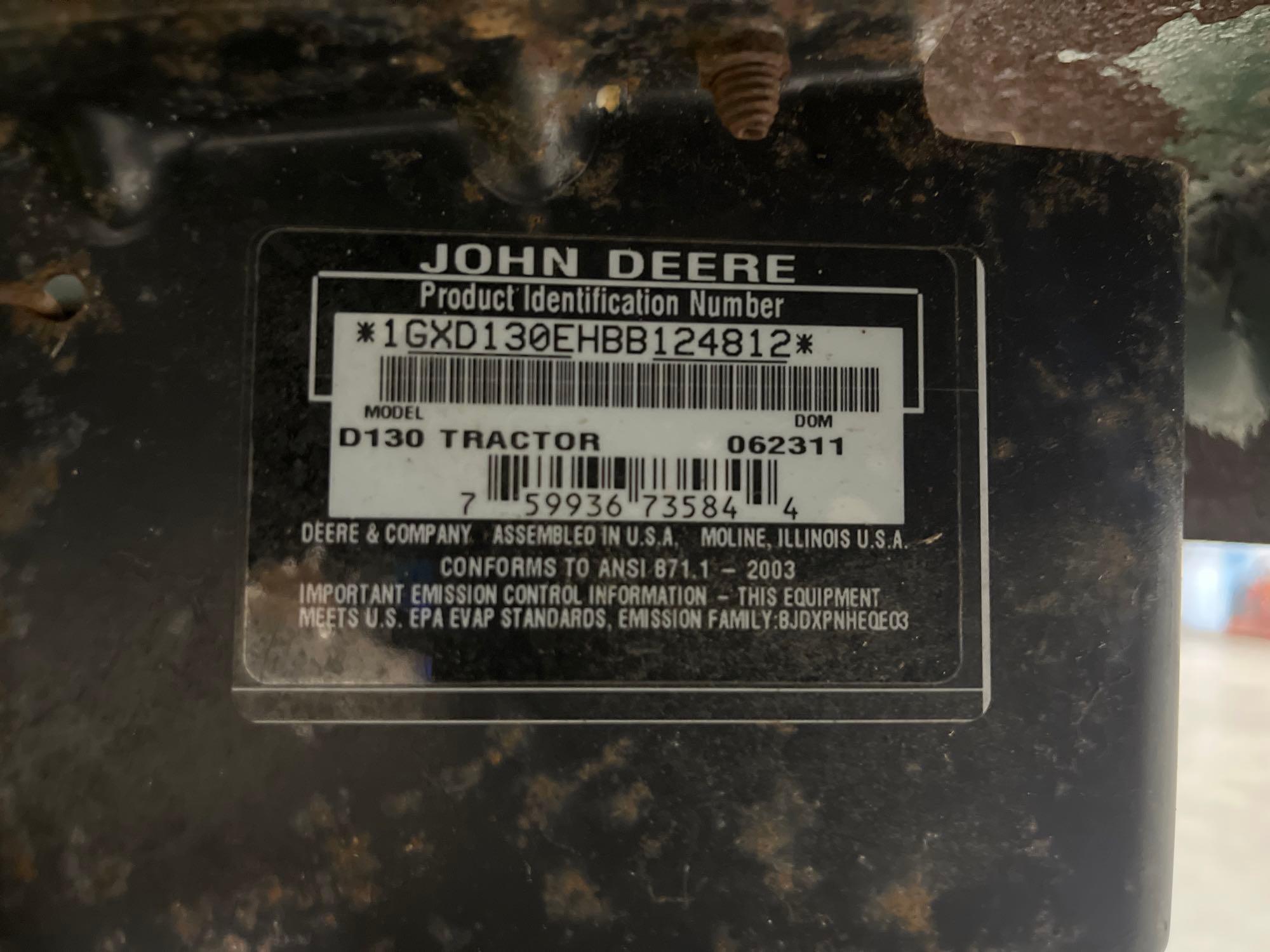 John Deere D130 42 In Riding Lawn Mower Tractor