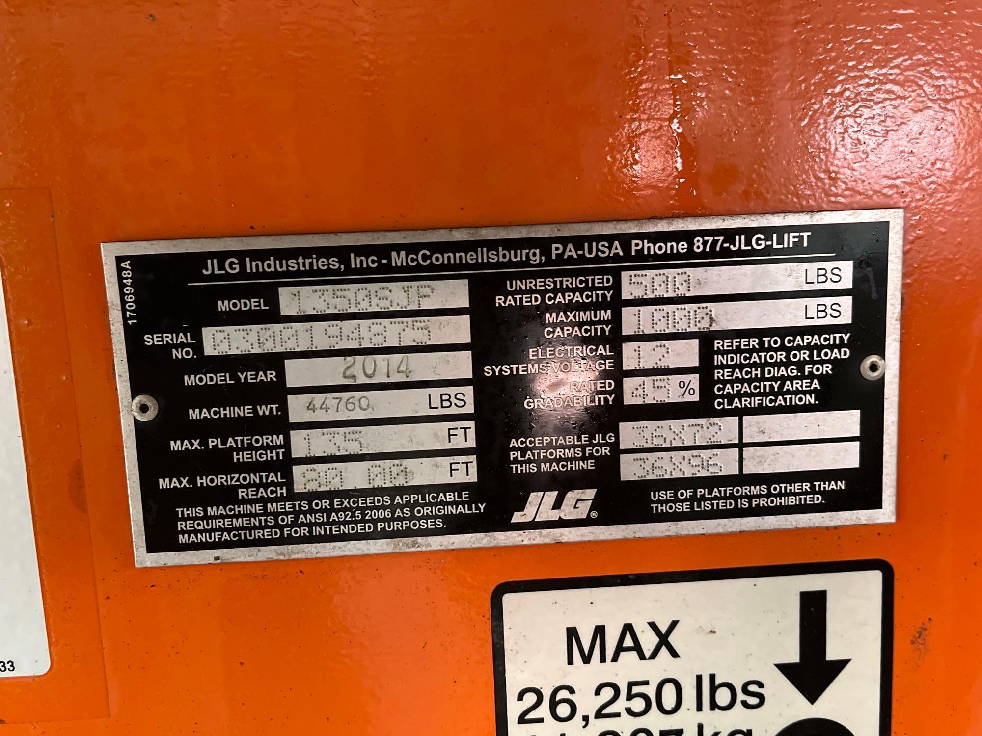 2014 JLG 1350SJP Telescopic Boom Lift with JibPlus