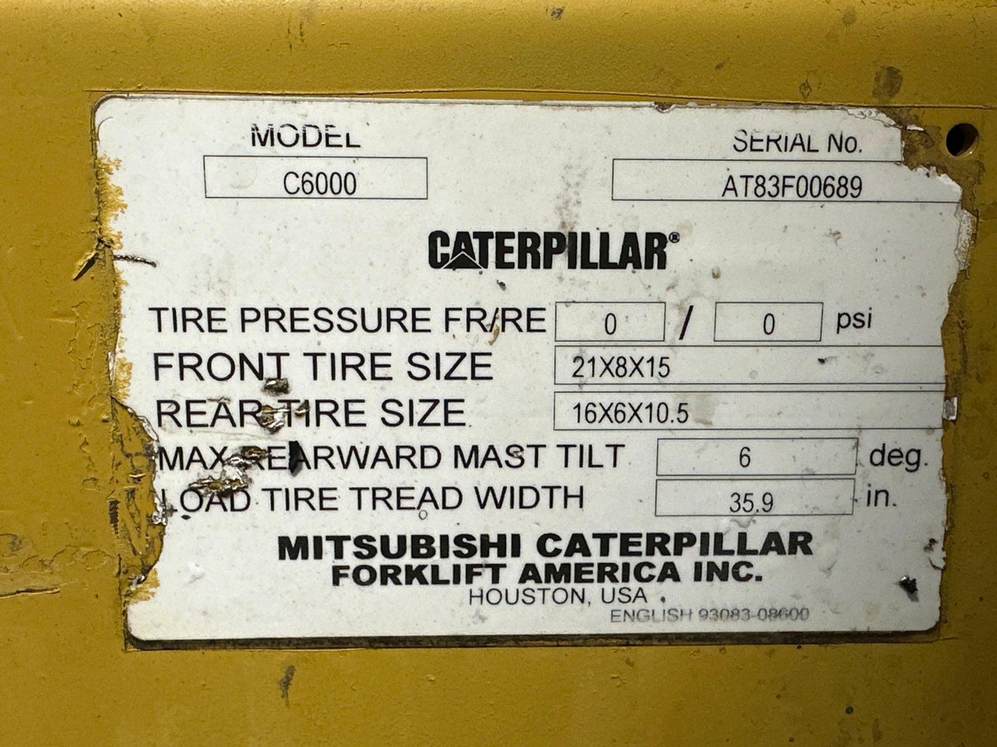 Caterpillar C6000 6,000 LB LP Gas Forklift