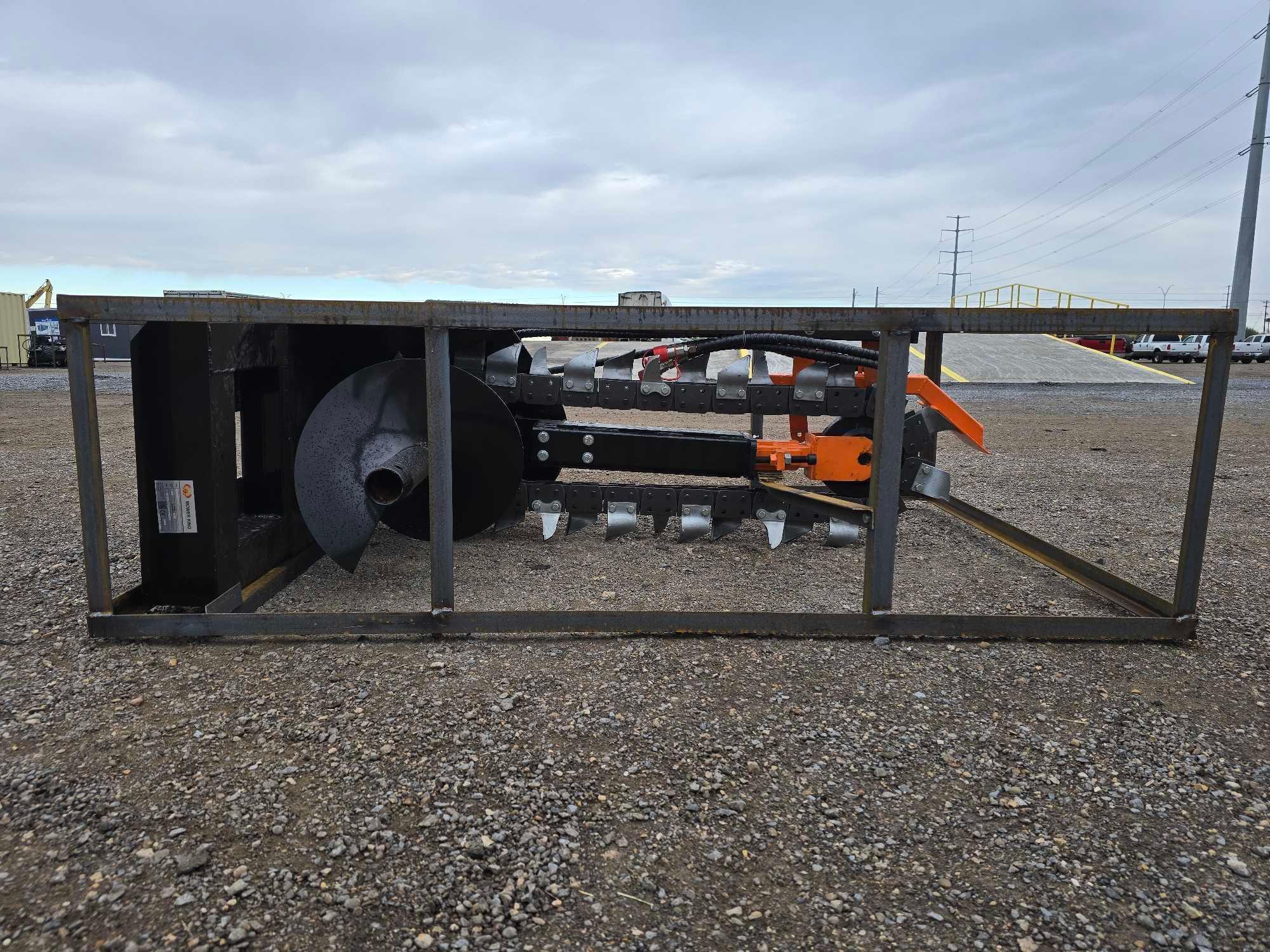 NEW/UNUSED 2024 Mower King ECSSCT72 Hydraulic Trencher Skid Steer Attachment