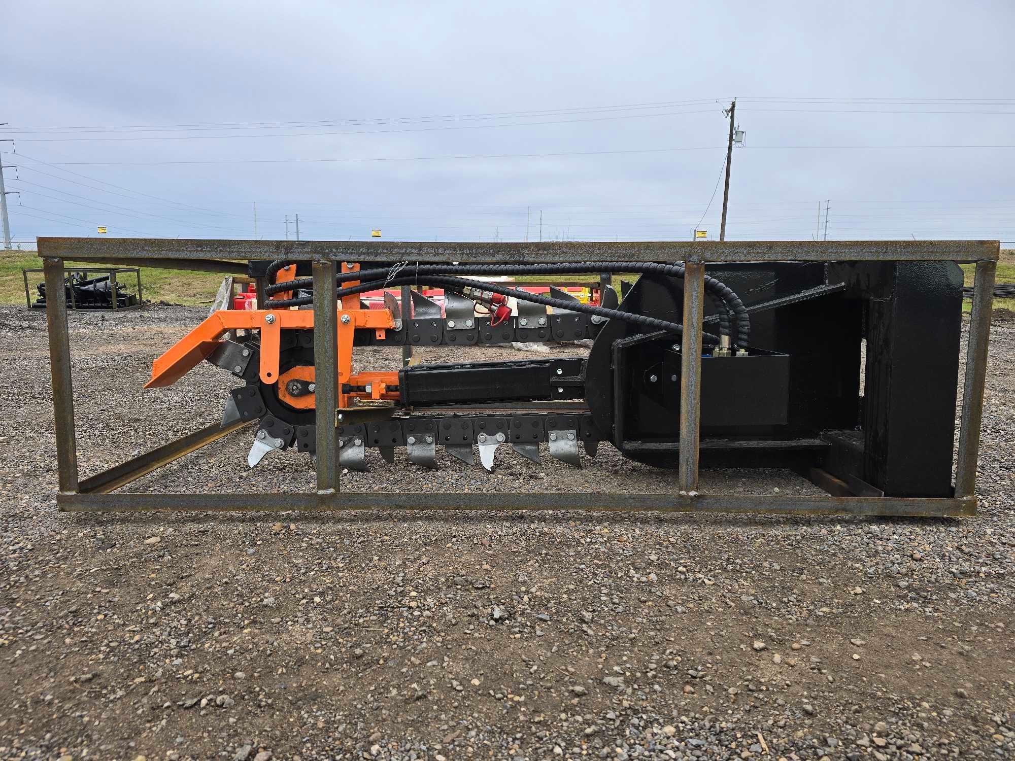 NEW/UNUSED 2024 Mower King ECSSCT72 Hydraulic Trencher Skid Steer Attachment