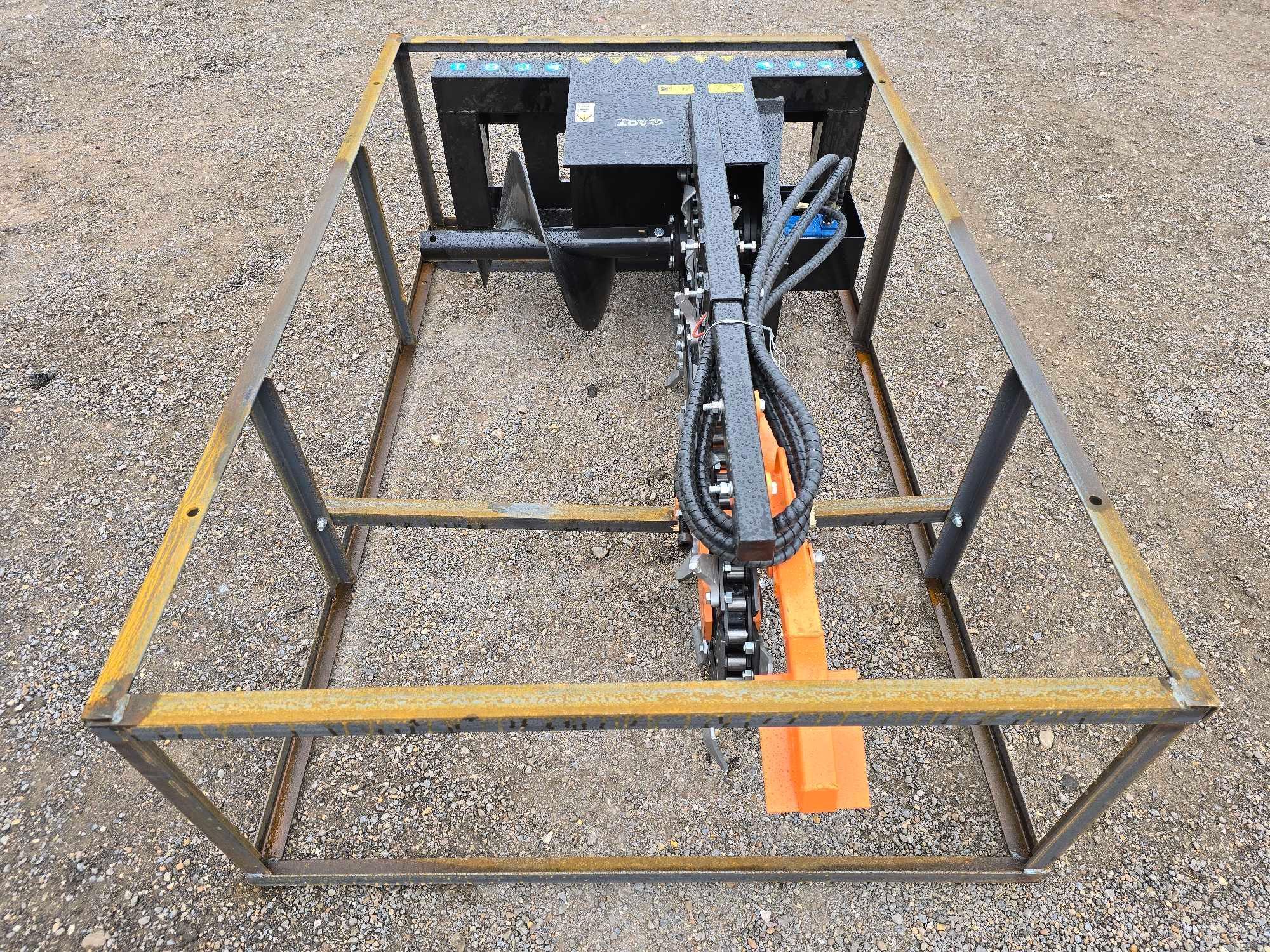 NEW/UNUSED 2024 Mower King ECSSCT72 Hydraulic Trencher Skid Steer Attachment