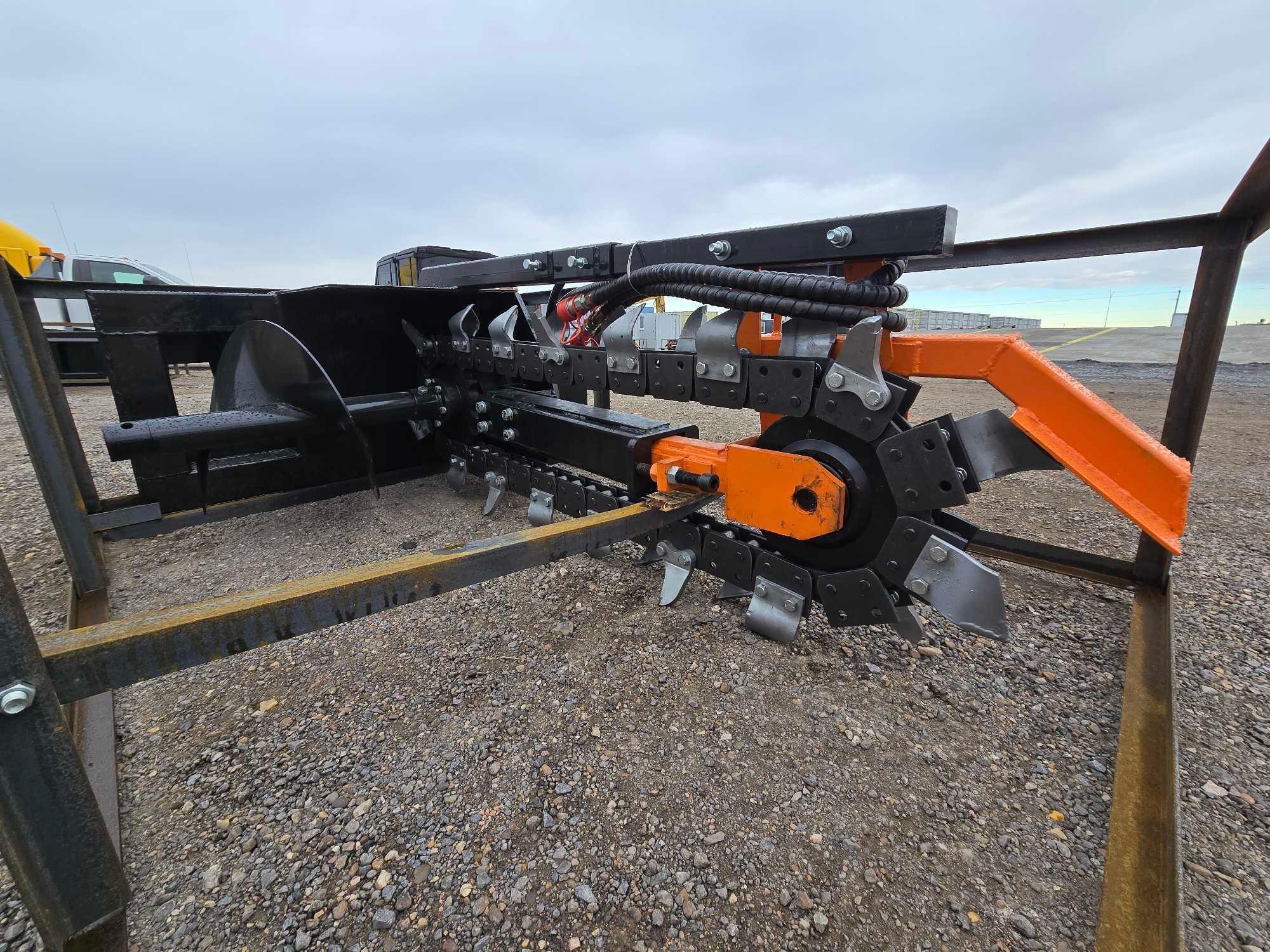 NEW/UNUSED 2024 Mower King ECSSCT72 Hydraulic Trencher Skid Steer Attachment