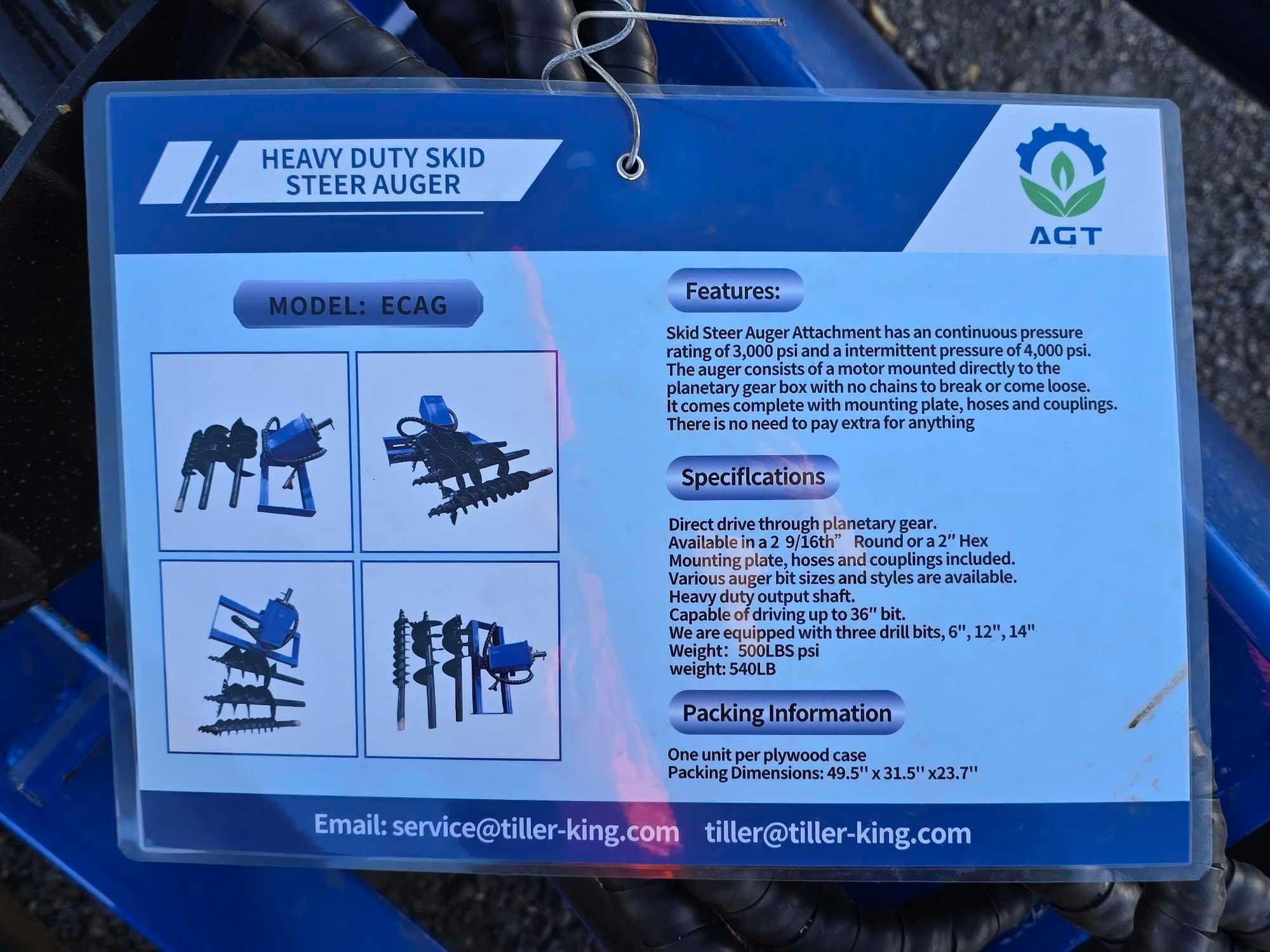 NEW/UNUSED 2024 AGT...SSECAG-Y Skid Steer Auger