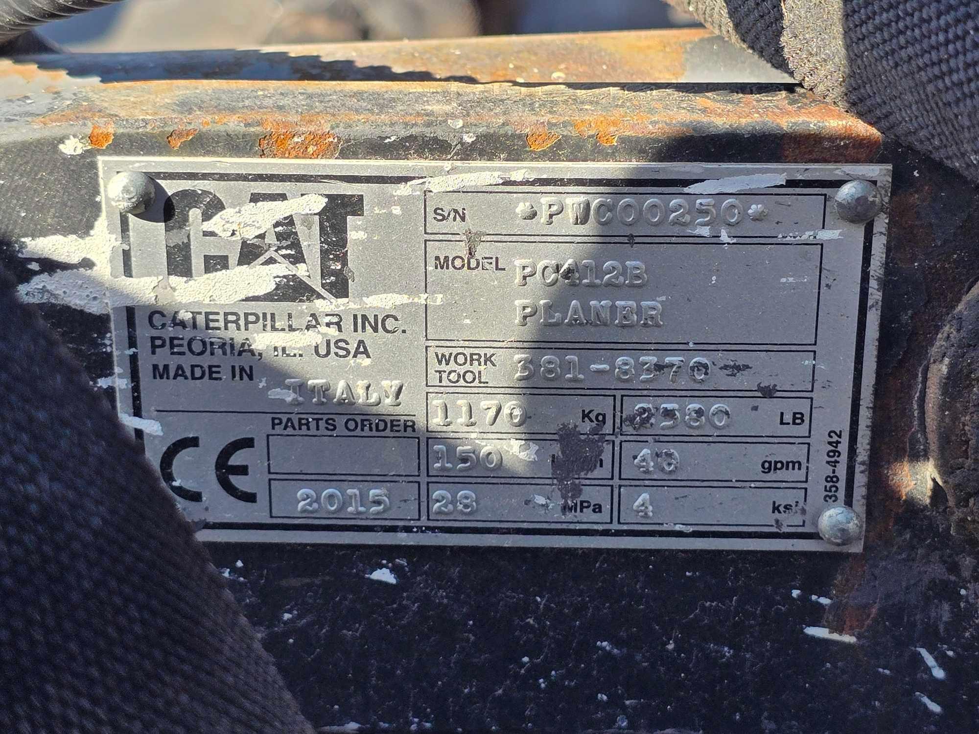 2015 Caterpillar PC412B Skid Steer Loader Cold Planer