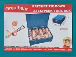 NEW/UNUSED 2025Greatbear24PcsRatchet Tie Down and Flatpack Tool Box