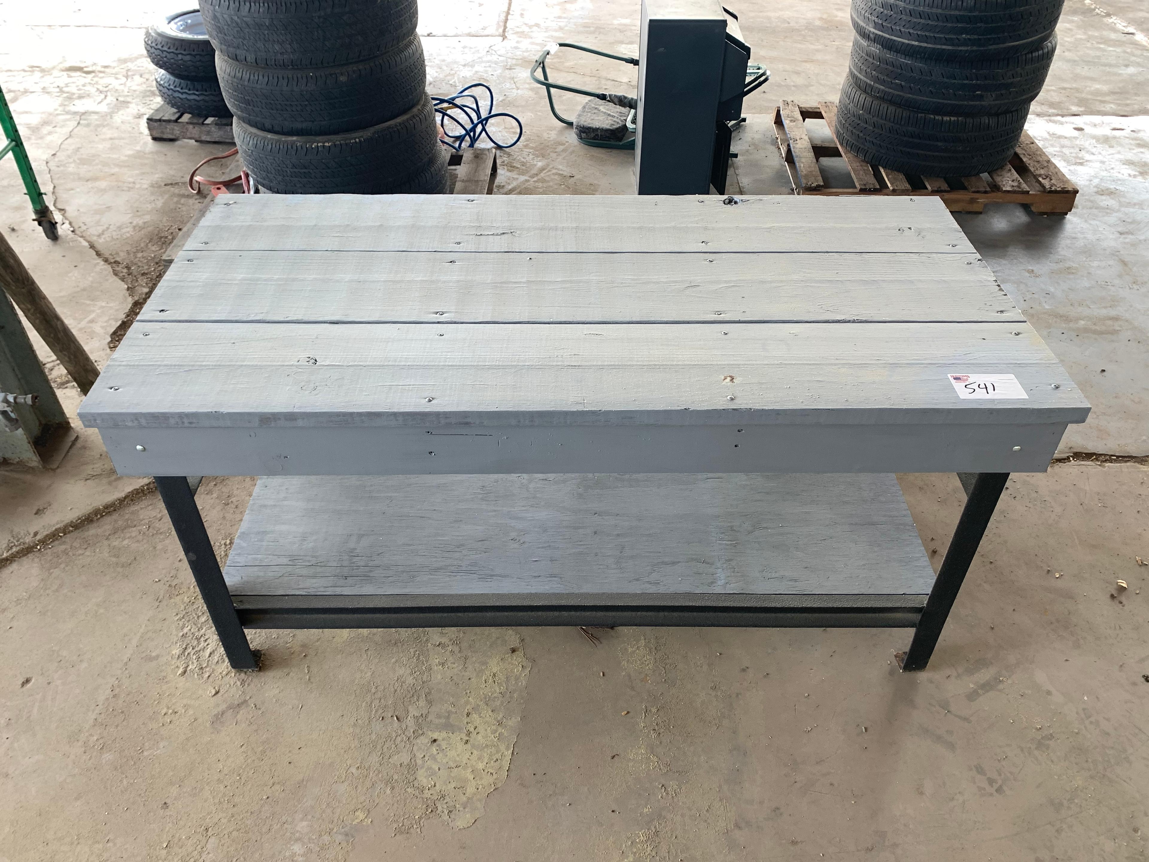 34" x 72" Shop Table - Metal Base - Wood Top