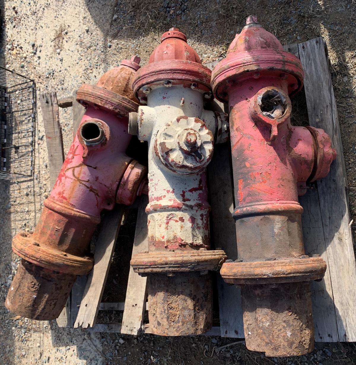 Lot of 3 Fire Hydrants - Missing Caps