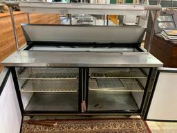 TRUE STAINLESS COOLER PREP BAR W 2 TOP SHELVES