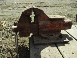 Shop Table with pipe legs/ Wilton Vise