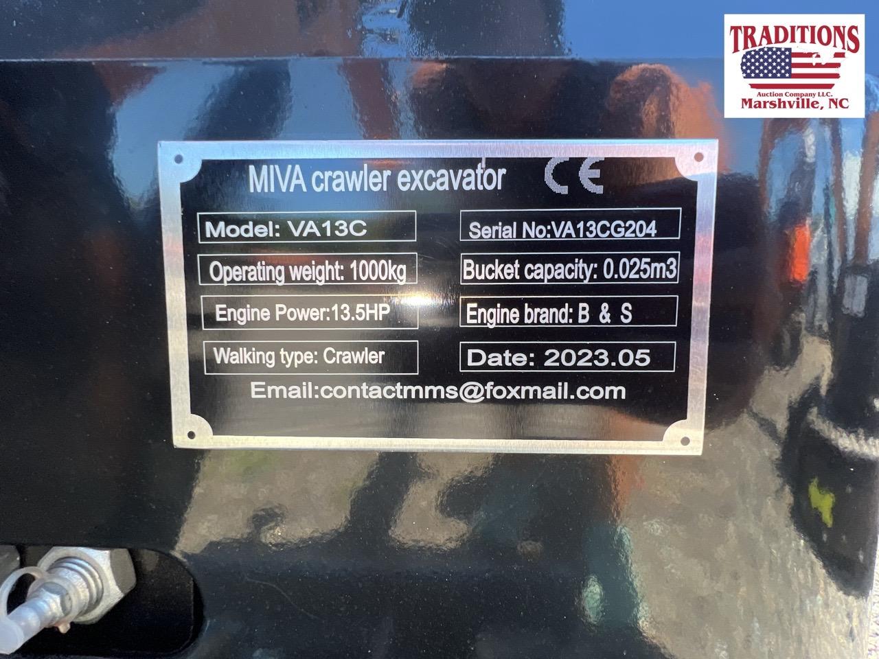 2023 Miva Mini Crawler Excavator Cab Model VA13C