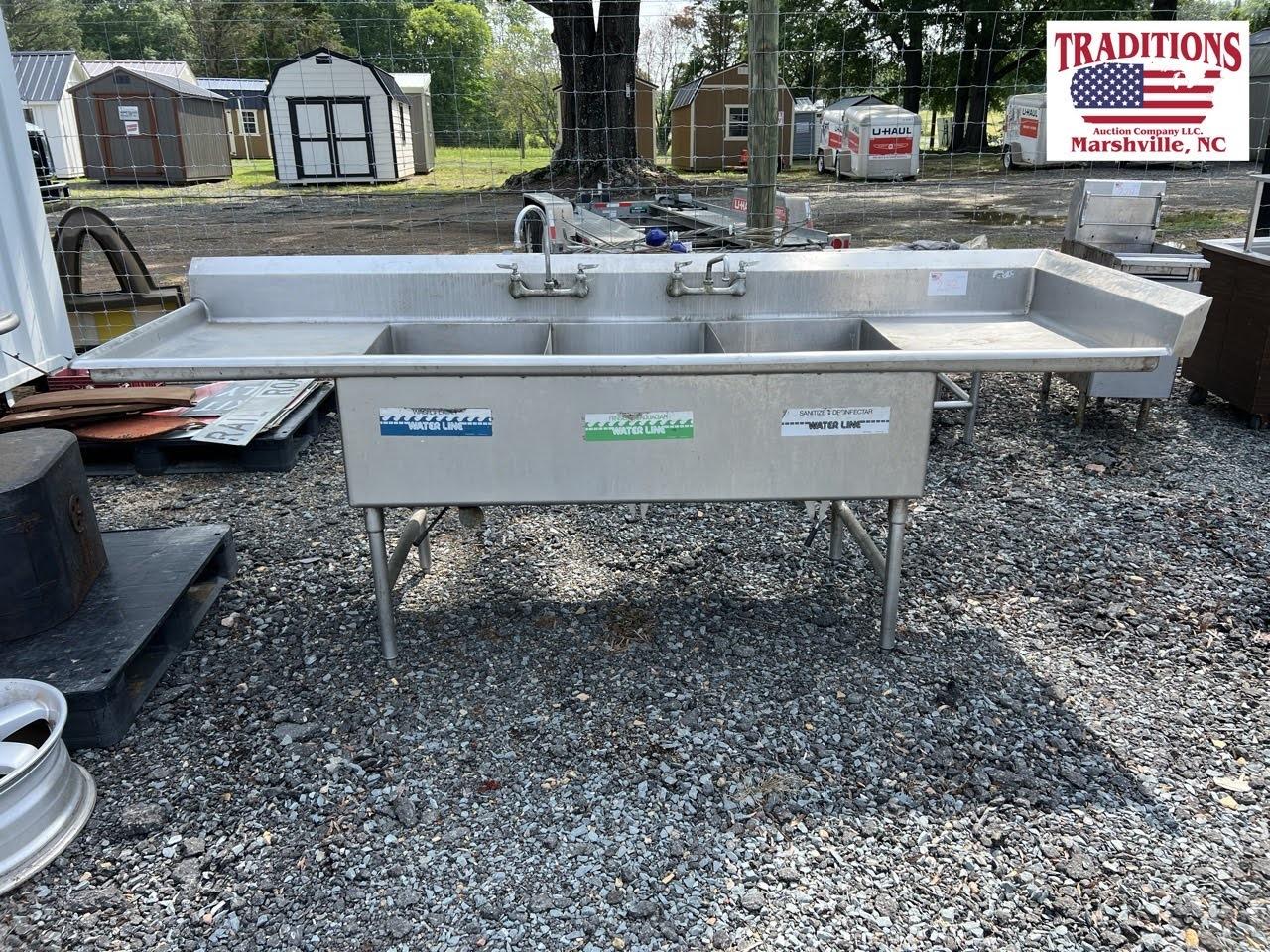 3 Bay Stainless Sink with Drying Shelves 105"