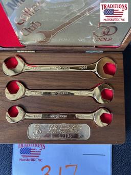 1988 MAC Tools 24K Gold Plated 3 pc Wrench Set