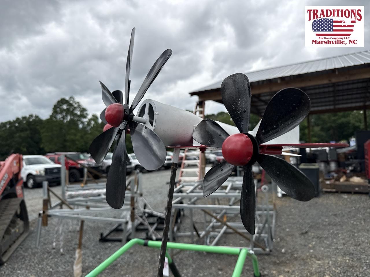 Airplane Whirligig -  Red, White, and Black