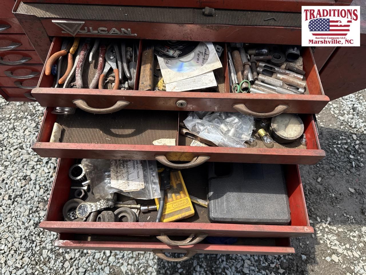 Rolling Vulcan Tool Box 52x18x54 w Contents
