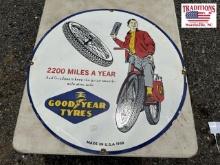 30" Goodyear Porcelain Sign
