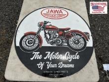 30" JAWA Motorcycle Porcelain Sign