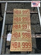 Lot of 5 1973 NC Tags
