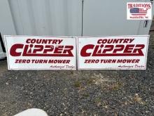 2 Metal Country Clipper Mower Signs 48x24