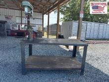 Metal Shop Table w Wilton Vise & Drill Press