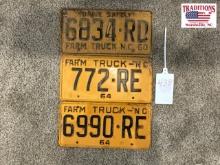 3 NC Farm Truck Tags
