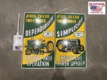 2  John Deere Porcelain Enameled Andy Rooney Signs