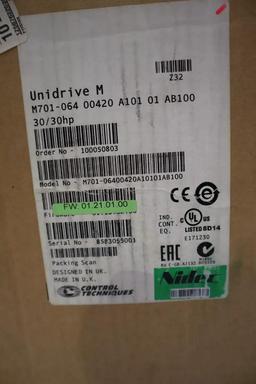EMERSON CONTROL TECHNOLOGIES UNIDRIVE 30 HP M701-06400420A10101AB100 NEW