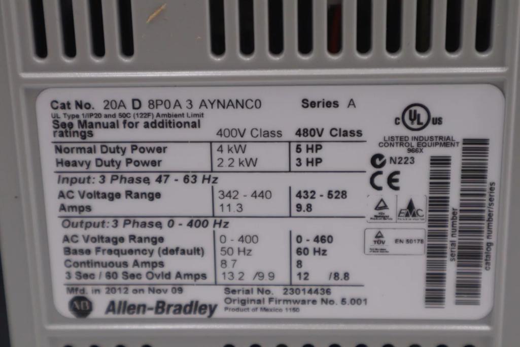 ALLEN BRADLEY 20AD8P0A3AYNANC0 POWERFLEX 5 HP DRIVE NEW