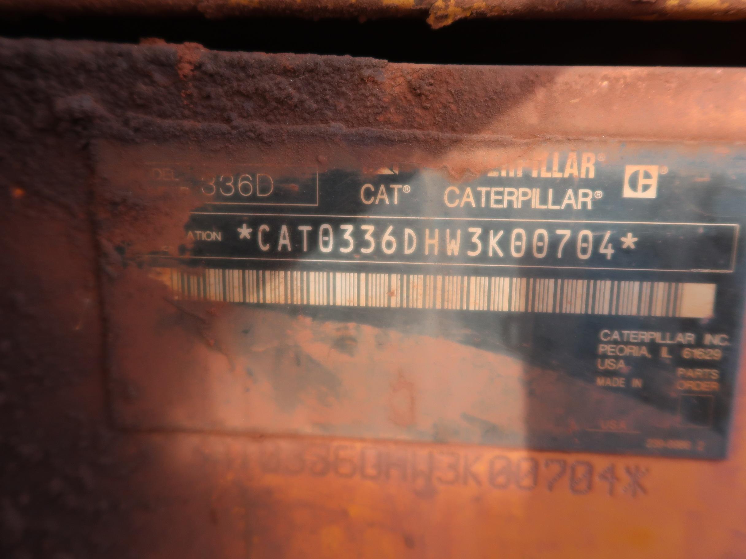 Caterpillar hydraulic excavator, model 336 DL, s/n W3K00704, 2009, stick 12