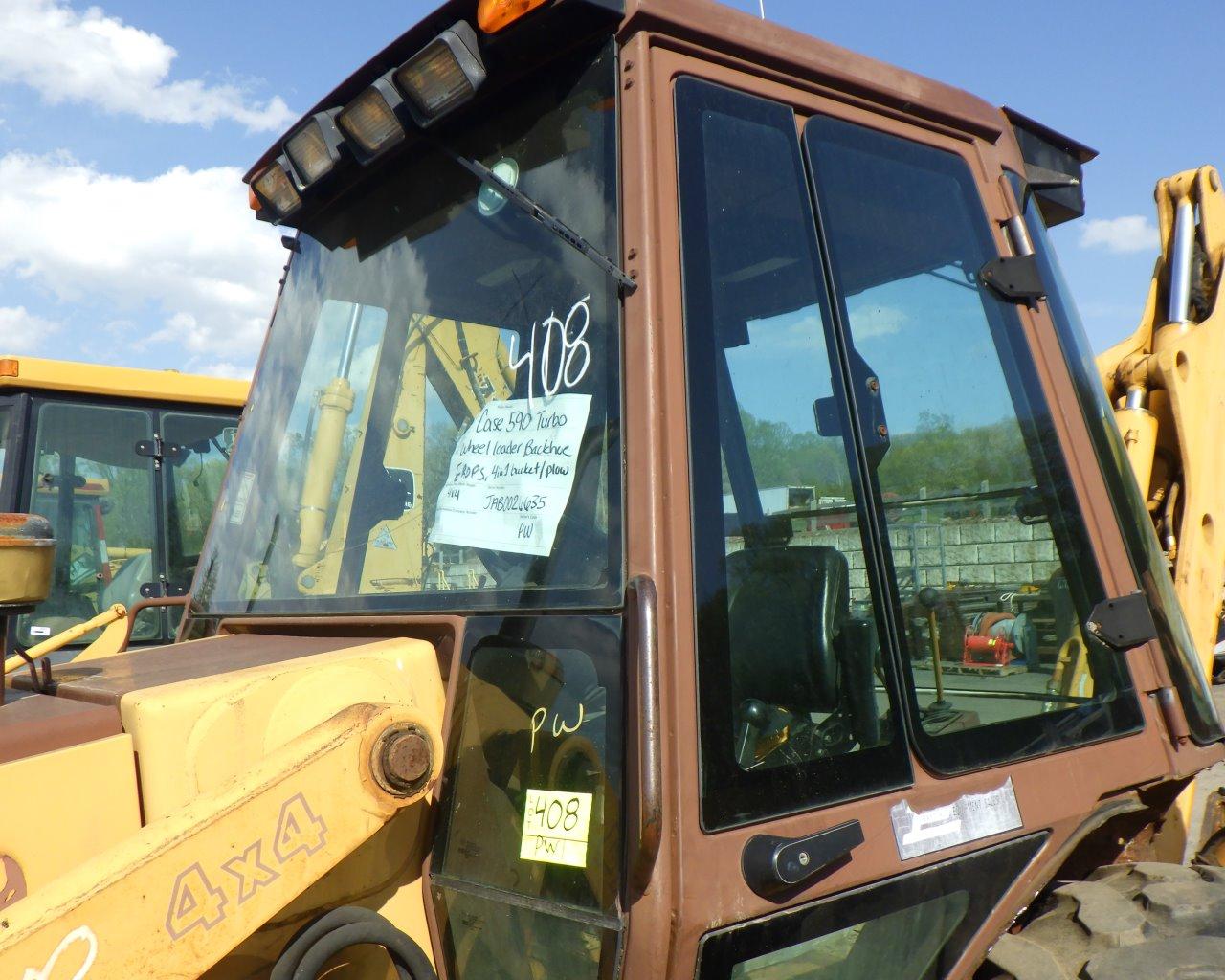 CASE 590 Turbo Wheel Loader Backhoe   EROPS   4 in 1 Bucket   Plow   4x4 s/