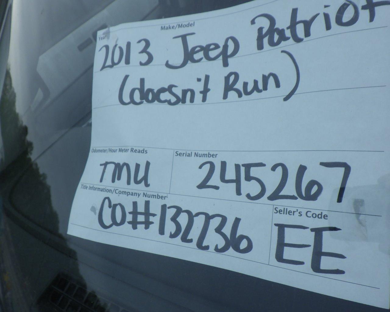 2013 JEEP Patriot (DOESN''T RUN) s/n:245267