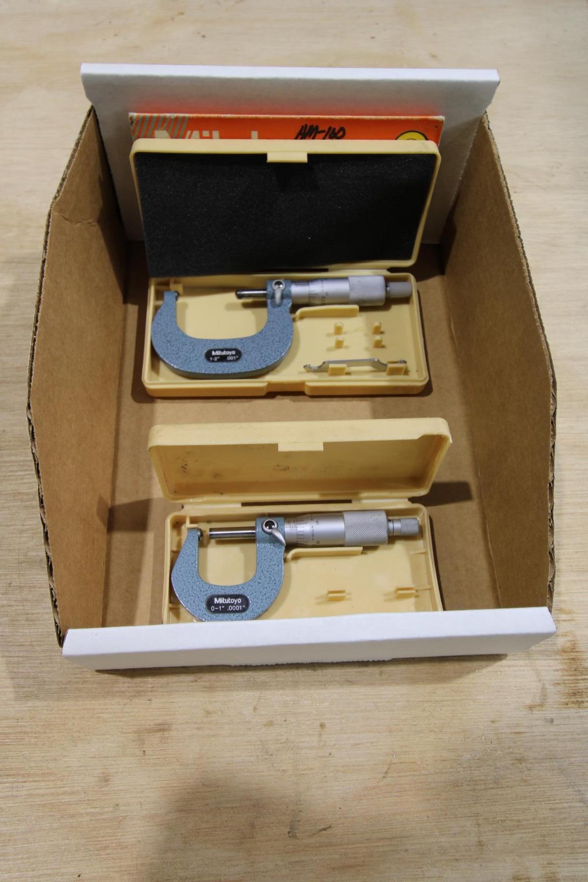 LOT OF OD MICROMETERS (2): (1) Mitutoyo Mdl. 115-153 , 0 - 1" x .0001" Spherical Anvil, (1) Mitutoyo