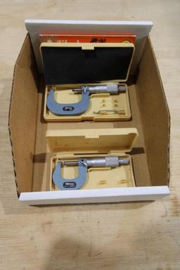 LOT OF OD MICROMETERS (2): (1) Mitutoyo Mdl. 115-153 , 0 - 1" x .0001" Spherical Anvil, (1) Mitutoyo