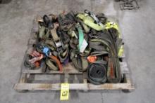 LOT OF POLYESTER SLINGS & RATCHET