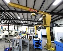 PEDESTAL JIB CRANE, ABELL-HOWE, 1 T. CAP., w/ Yale electric chain hoist