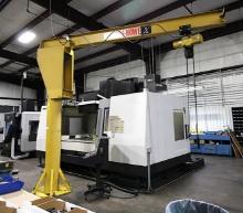 PEDESTAL JIB CRANE, ABELL-HOWE, 1 T. CAP., w/ Yale electric chain hoist